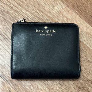 Kate Spade small black leather zip around wallet